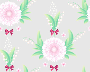 Fototapeta na wymiar Flower Seamless Pattern. Cute Design. Seasom Wallpaper.
