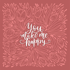 Valentines Day Lettering. Handwritten Romantic Greeting Card.