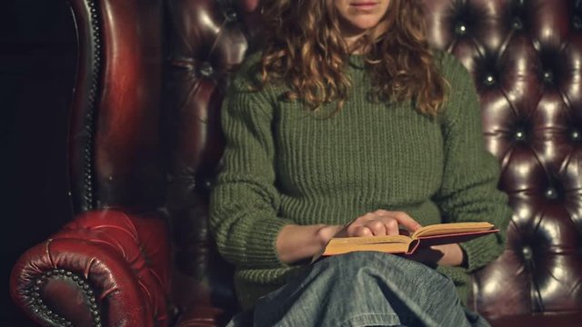 Woman on a sofa reading book