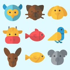 Icons set about Animals with fish, cat, dog, owl, cow and koala