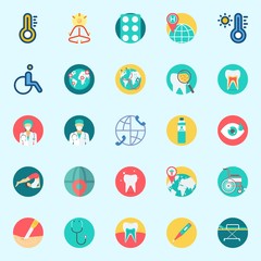 Icons set about Medical with teeth, surgery, mystical, stethoscope, worldwide and visibility