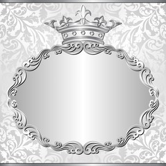 silver background with royal frame