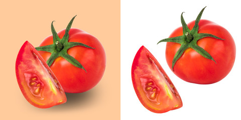 Fresh red tomato isolated on white background , with clipping path