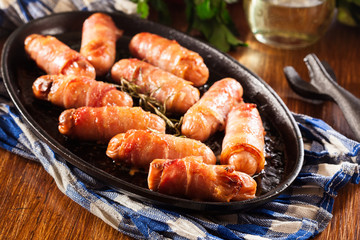 Pigs in blankets in baking dish