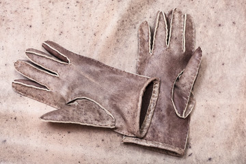 hand-made sewn gloves on original natural leather