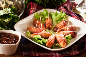 Pigs in blankets on a plate