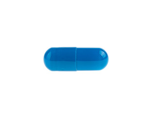 blue capsule medicine isolated on white background