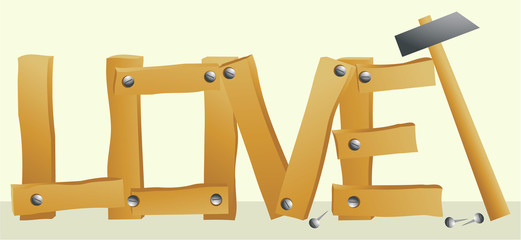 Valentine background with diy love sign