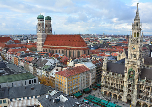 Munich old town aerial view
