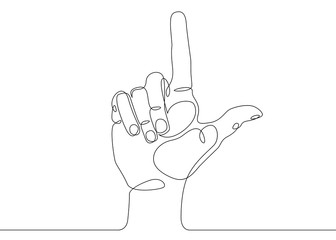continuous line drawing  Hand pointing direction finger