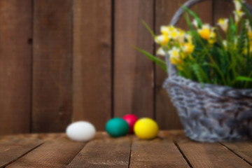 Easter eggs and tulips