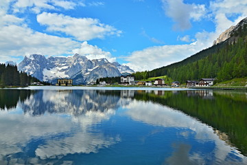 Naklejka na ściany i meble Italian Dolomites -view on the lake Misurina