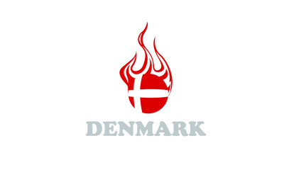 denmark flag and fire ball