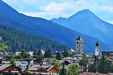 Fototapeta na wymiar Italian Dolomites -view on the town San Candido