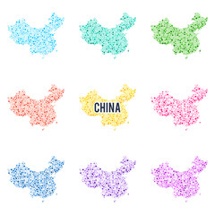 Vector dotted colourful map of China.