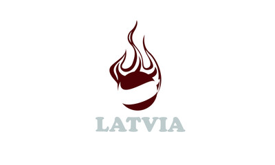 latvia flag and fire ball