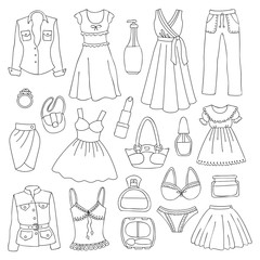 Set of women's clothing.
