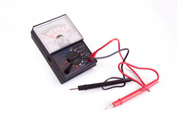 analog multimeter isolated on white background with clipping path