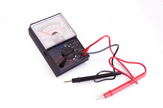 analog multimeter isolated on white background with clipping path