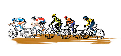 Obraz premium Group of cyclist in the bicycle race. For poster, banner, t-shirt design and other design. 