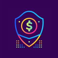 Linear icon funds protection of finance, banking. Suitable for mobile apps, websites and design templates