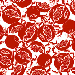 Bright fruit design element . Bright red slice of pomegranate on a  white background.