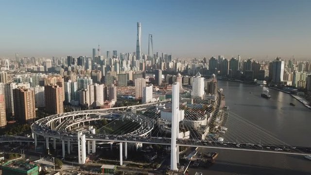 Aerial video of Shanghai in the morning