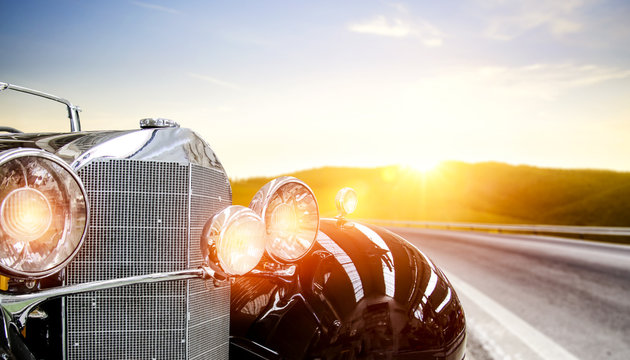 Fototapeta summer car and free space for your decoration. 