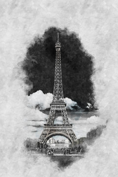 Vintage style Zeichnung des Eiffelturm Paris
