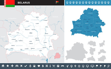 Obraz premium Belarus - infographic map - Detailed Vector Illustration