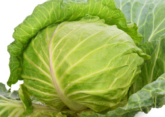 Green cabbage isolated on white background