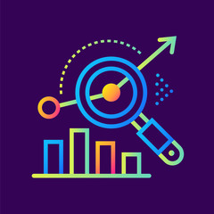 Outline analysis icon for startup business. Suitable for mobile apps, websites and presentation
