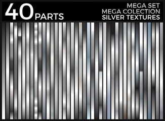 Vector Set of Silver Gradients, Silver Squares Collection, Textures Group Eps 10