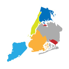 New York boroughs map - NYC administrative divisions and districts