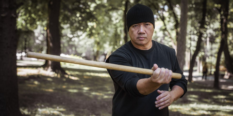 Lameco Astig Combatives instructor demonstrates stick fighting techniques