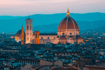 Fototapeta na wymiar Florence at dusk, Tuscany, Italy