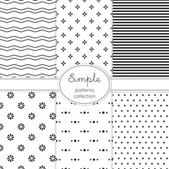Elegant set of black and white seamless vector patterns.