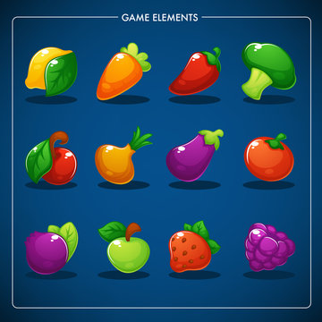 Little Farm, Match 3 Mobile Game, games objects, Fegetables, Fruits and Berries