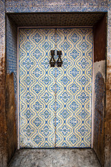 Arabic mosaic painted doors in Morocco
