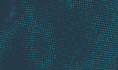  Abstract Music background. Big Data Particle Flow Visualisation. Science infographic futuristic illustration. Sound wave. Sound visualization