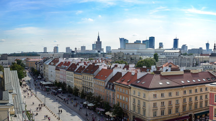 Very wide panorama of Warsaw Old Town with downtown in background - 190391804