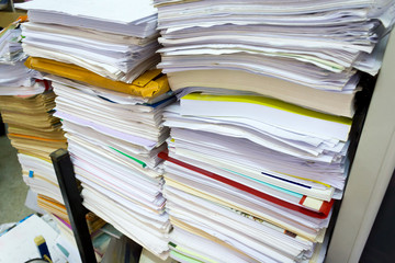Stacks of paper in my office.
