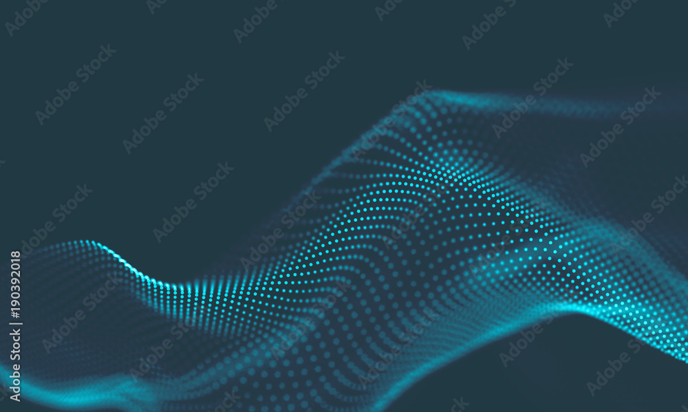 Aufkleber abstract music background. big data particle flow visualisation. science infographic futuristic illu