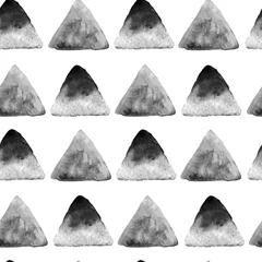 Fotobehang Bergen Abstracte aquarel hand getekende driehoeken naadloze patroon