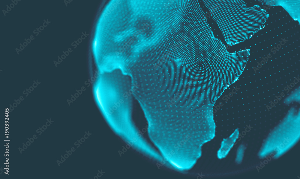 Poster abstract music background. big data particle flow visualisation. science infographic futuristic illu