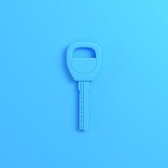 Home or car key on bright blue background