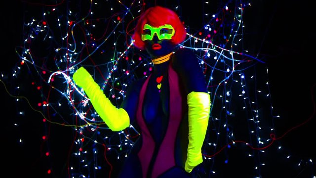 sexy neon glow suit woman