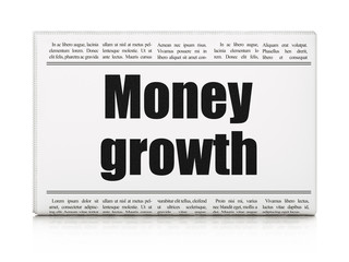 Banking concept: newspaper headline Money Growth on White background, 3D rendering