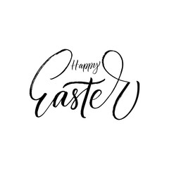 Happy Easter poster with modern brush calligraphy phrase.