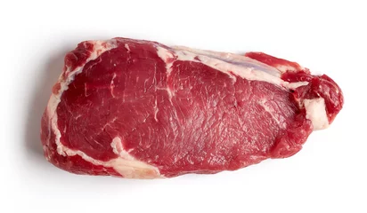 Plaid mouton avec photo Steakhouse Steak de boeuf cru frais isolé sur blanc, d& 39 en haut